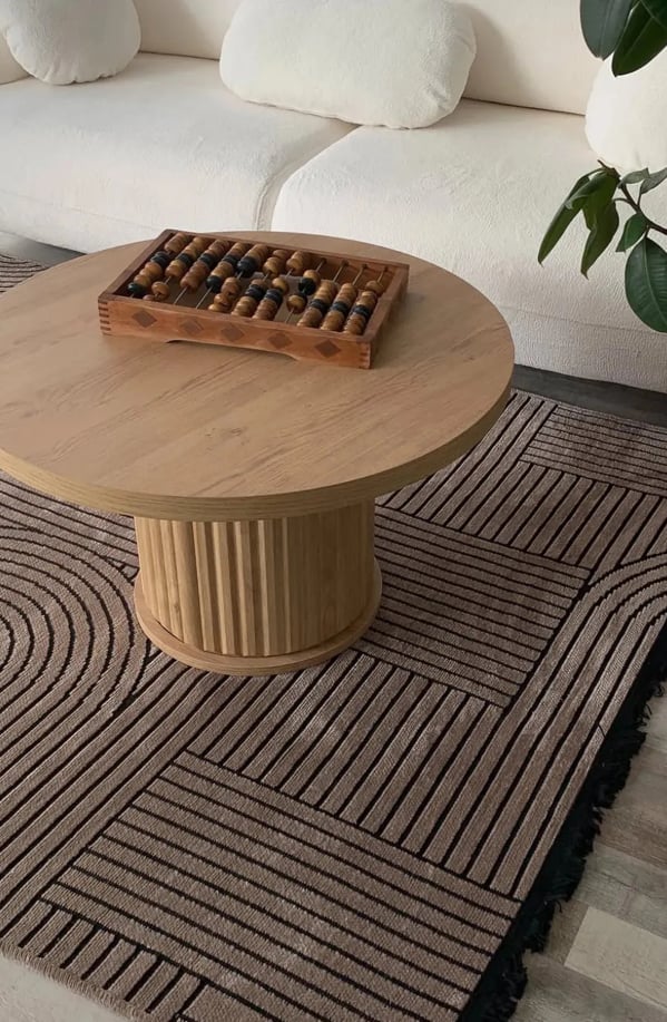 BOHEM DESEN YIKANABİLİR KAHVE ŞÖNİL KİLİM