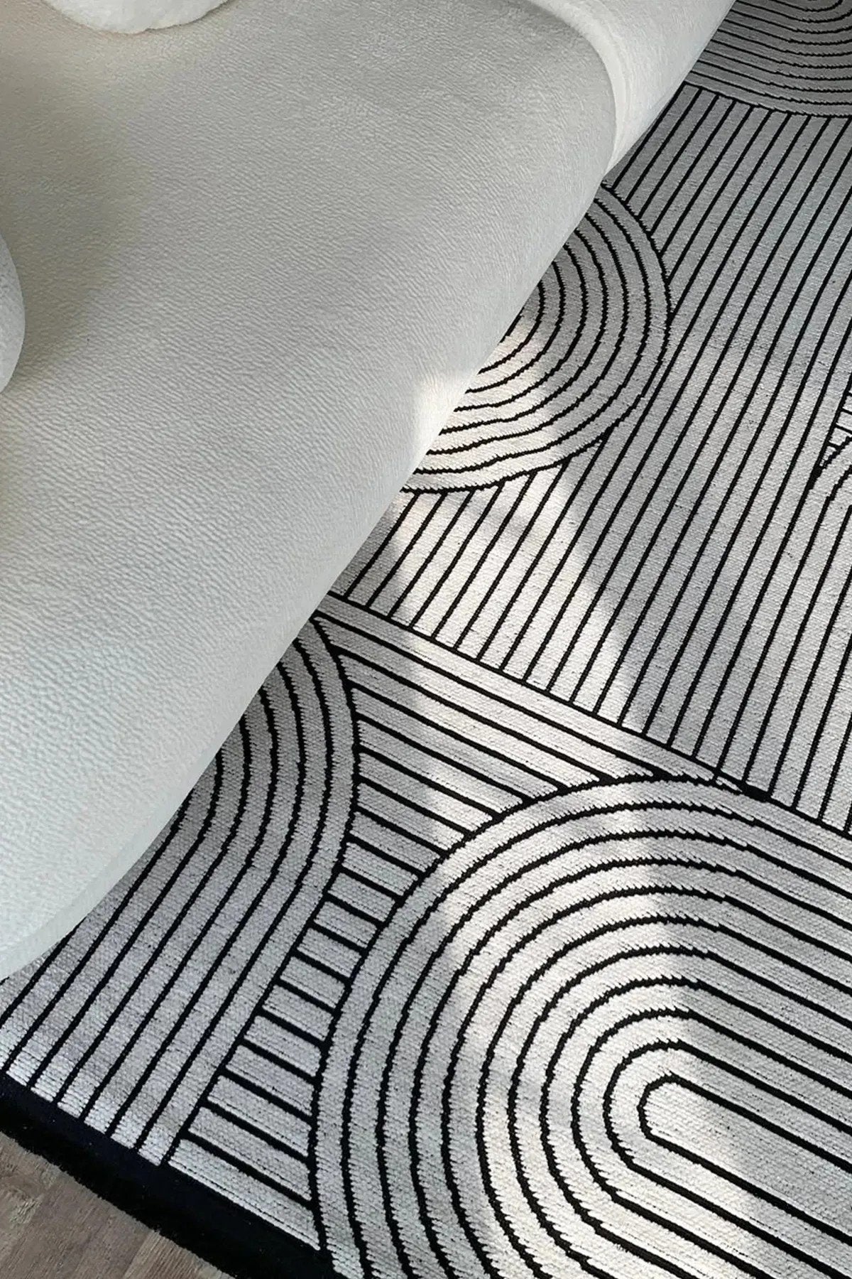 BOHEM DESEN YIKANABİLİR BEYAZ ŞÖNİL KİLİM