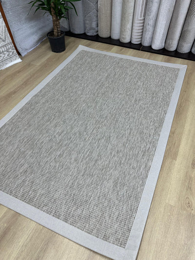 Rugland RL02 GRİ/BEYAZ Bordür Sisal Halı