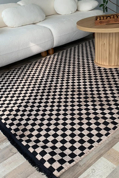 DAMA DESEN YIKANABİLİR KAHVE ŞÖNİL KİLİM