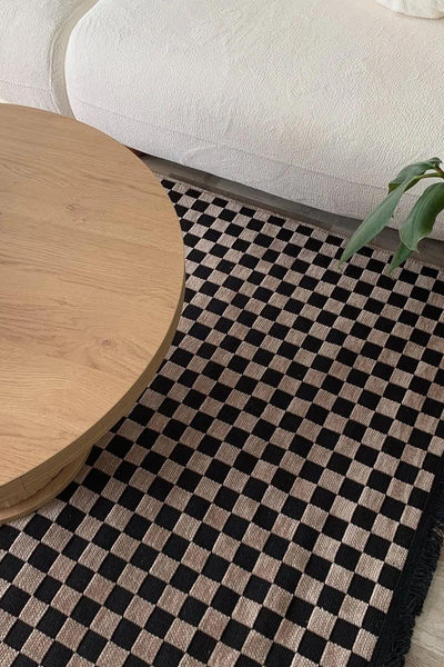 DAMA DESEN YIKANABİLİR KAHVE ŞÖNİL KİLİM