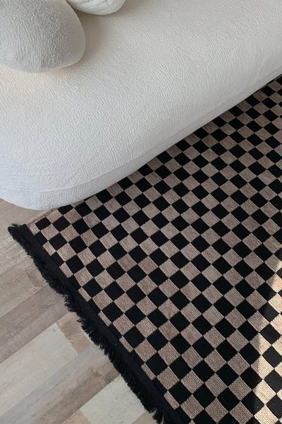 DAMA DESEN YIKANABİLİR KAHVE ŞÖNİL KİLİM