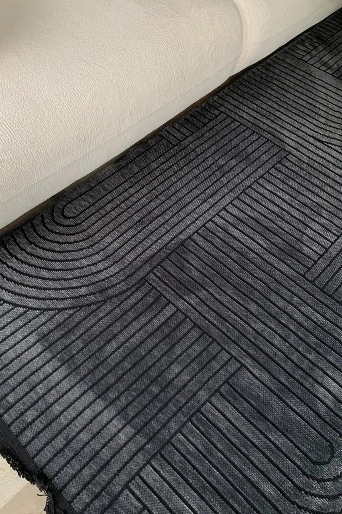 BOHEM DESEN YIKANABİLİR ANTRASİT ŞÖNİL KİLİM