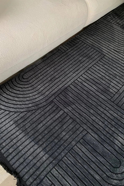 BOHEM DESEN YIKANABİLİR ANTRASİT ŞÖNİL KİLİM