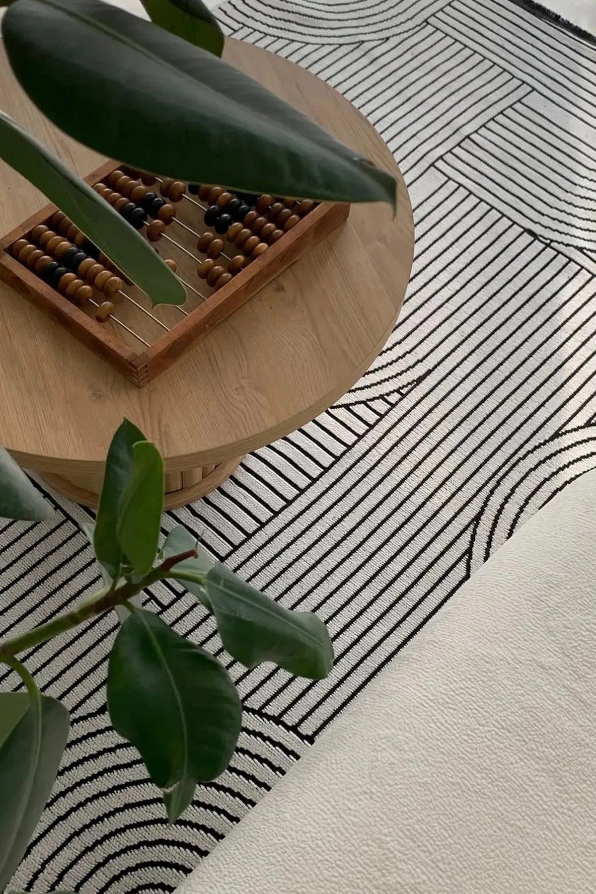 BOHEM DESEN YIKANABİLİR BEYAZ ŞÖNİL KİLİM