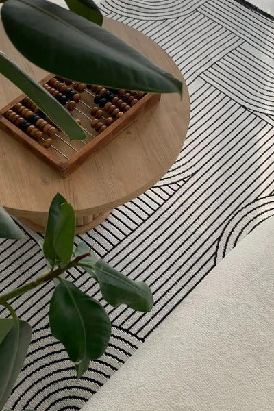 BOHEM DESEN YIKANABİLİR BEYAZ ŞÖNİL KİLİM