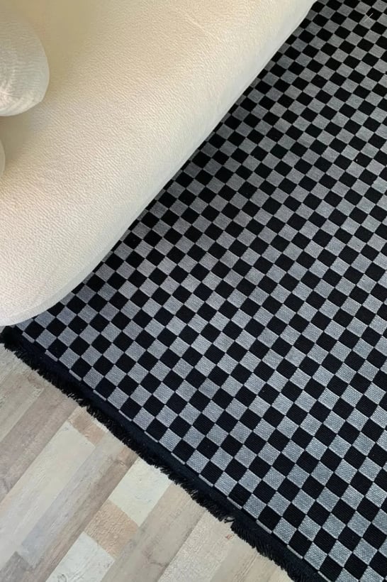 DAMA DESEN YIKANABİLİR ANTRASİT ŞÖNİL KİLİM