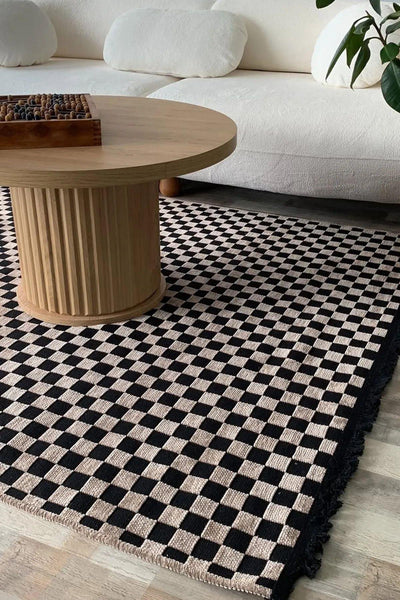 DAMA DESEN YIKANABİLİR KAHVE ŞÖNİL KİLİM