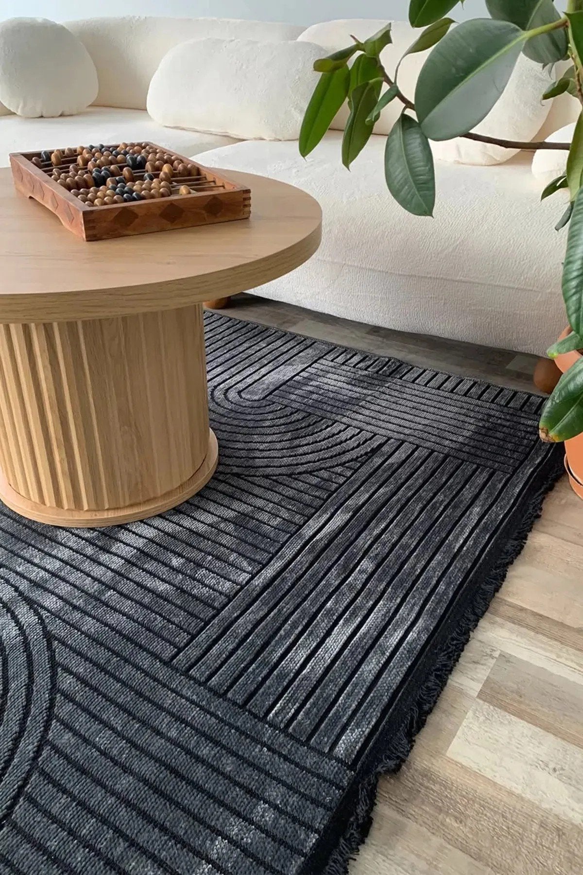 BOHEM DESEN YIKANABİLİR ANTRASİT ŞÖNİL KİLİM