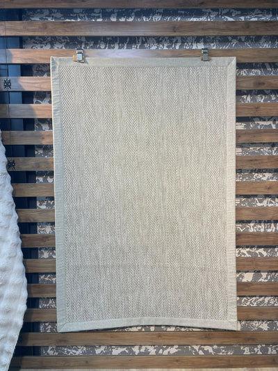 Rugland RL07 Balık Sırtı Desen Krem/Bej Bordür Sisal Halı