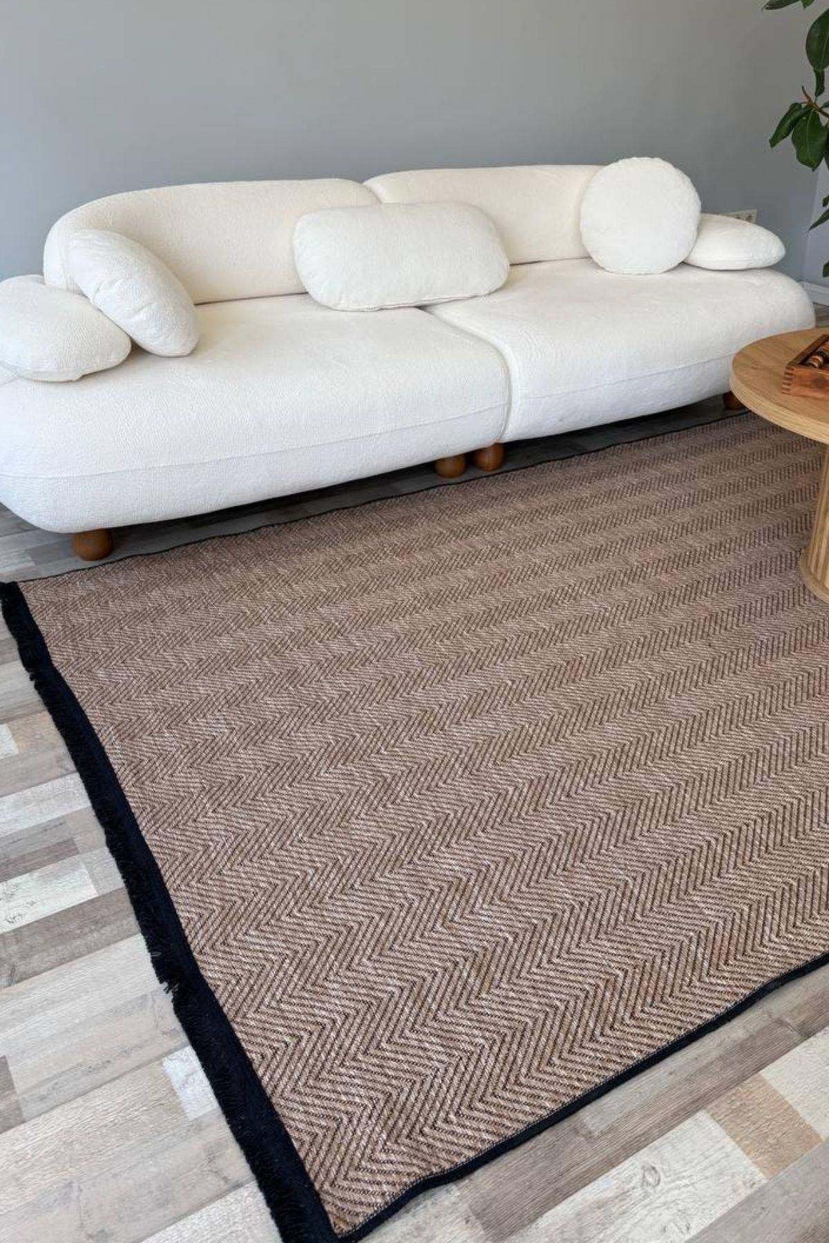 RUGSİS Sisal Leke Tutmaz Yıkanabilir Kahverengi Halı Kilim