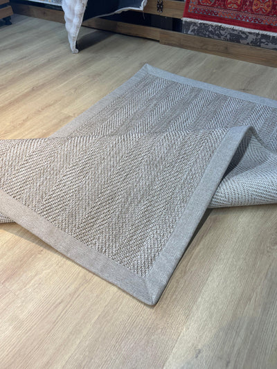 Rugland RL07 Balık Sırtı Desen Krem/Bej Bordür Sisal Halı
