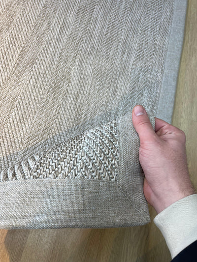 Rugland RL07 Balık Sırtı Desen Krem/Bej Bordür Sisal Halı