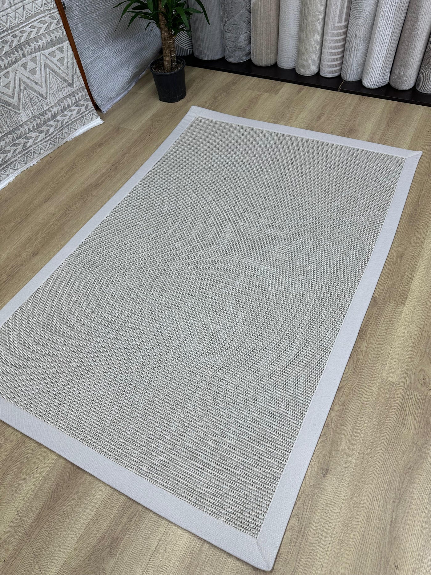 Rugland RL06 Beyaz/Krem Bordür Sisal Halı
