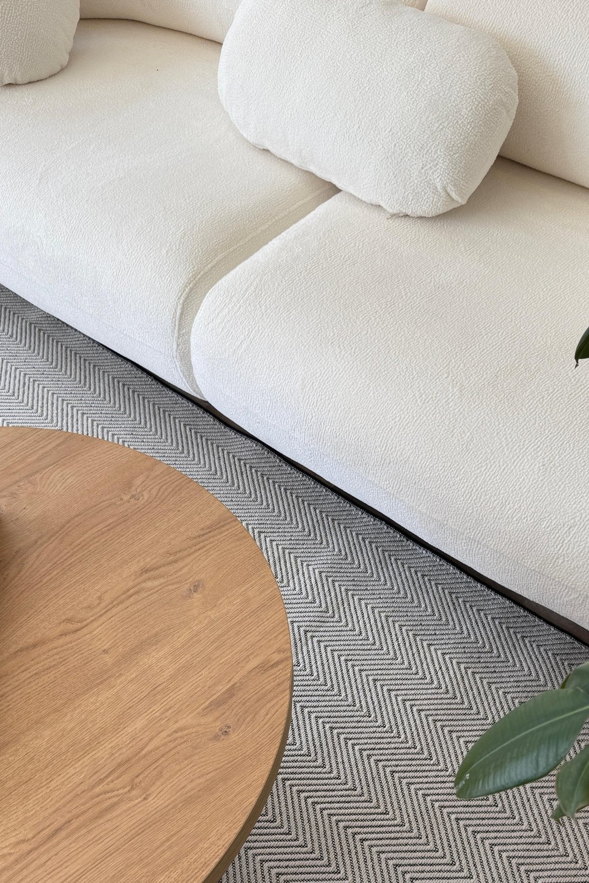 RUGSİS Sisal Leke Tutmaz Yıkanabilir Beyaz Halı Kilim