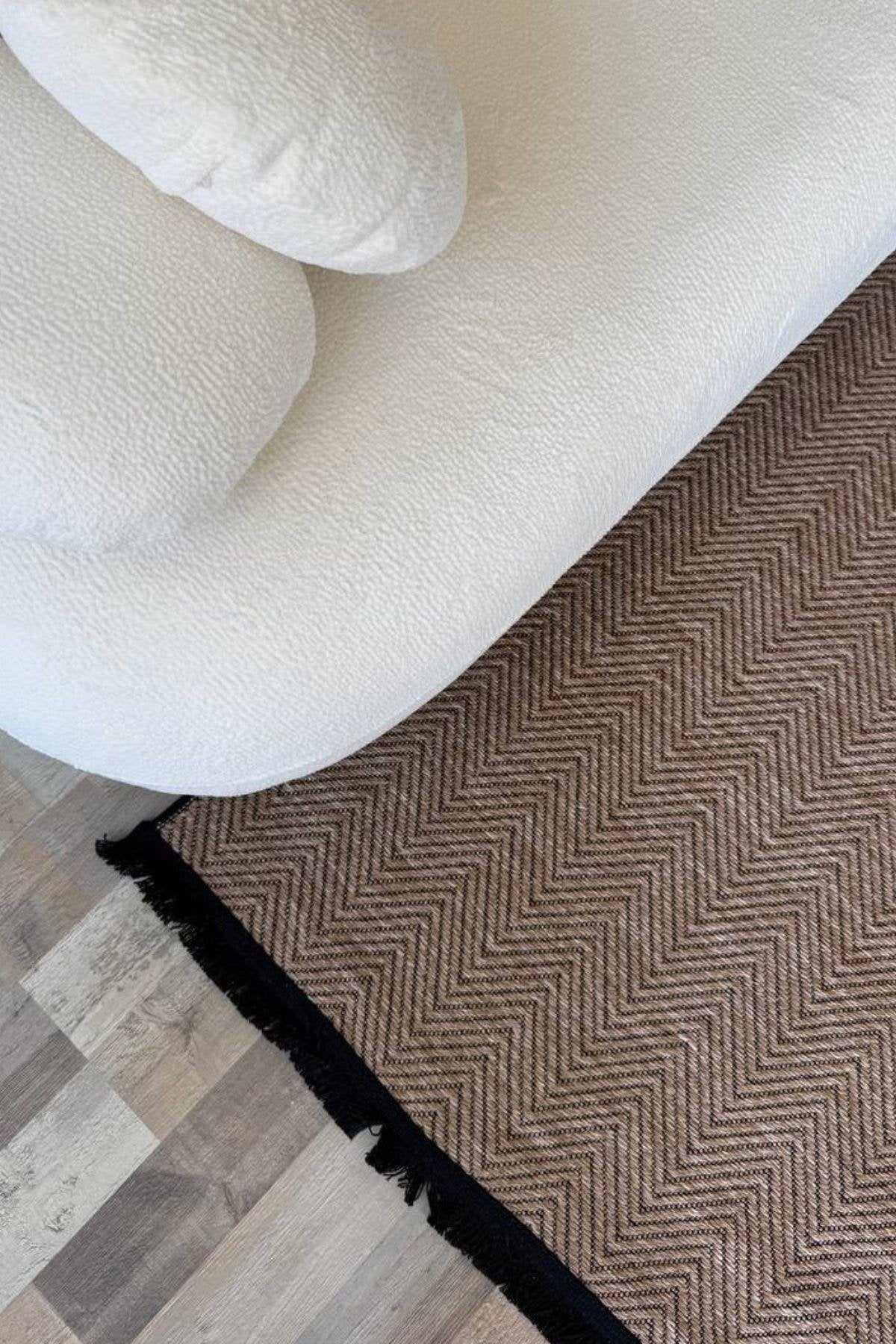 RUGSİS Sisal Leke Tutmaz Yıkanabilir Kahverengi Halı Kilim