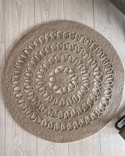 Delhi Jüt Sisal Çiçek Model Dekoratif Modern Hasır Kilim RGD001