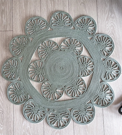 Papatya Model Dekoratif Modern Jüt Hasır Kilim RGD003