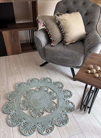 Papatya Model Dekoratif Modern Jüt Hasır Kilim RGD003