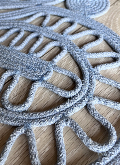 Bebe Mavisi Sisal Motifli Papatya Model Dekoratif Modern Jüt Hasır Kilim RGD004