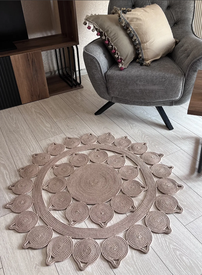 Sisal Motifli Damla Model Dekoratif Modern Jüt Hasır Kilim RGD005