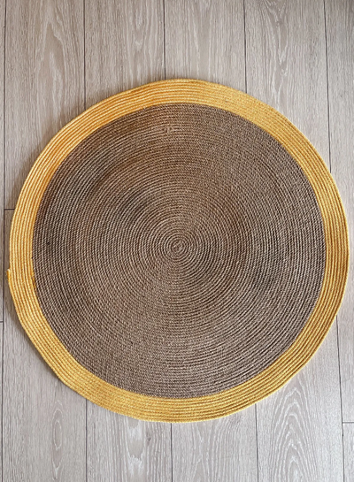 Sarı Bordürlü Sisal Dekoratif Modern Jüt Hasır Kilim RGD0013