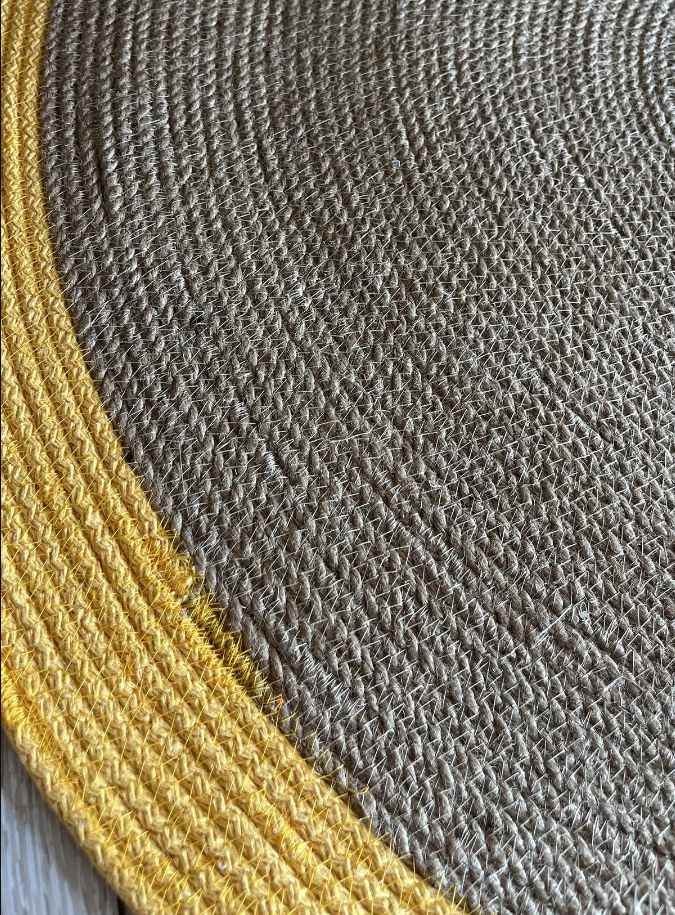 Sarı Bordürlü Sisal Dekoratif Modern Jüt Hasır Kilim RGD0013