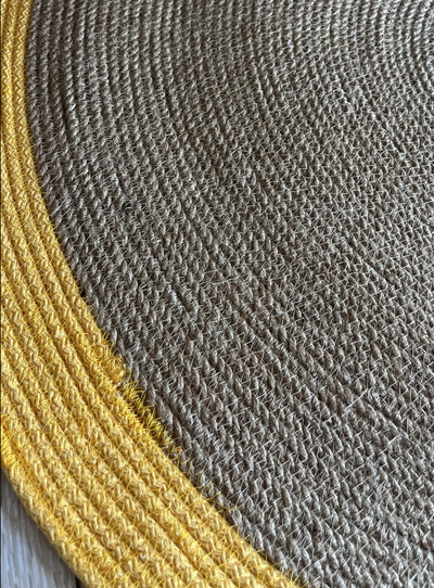 Sarı Bordürlü Sisal Dekoratif Modern Jüt Hasır Kilim RGD0013