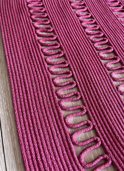 Sisal Fuşya S Detay Oval Modern Jüt Hasır Kilim RGD0014