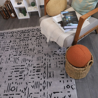 İSKANDİNAV DESEN MODERN GRİ ŞÖNİL KİLİM