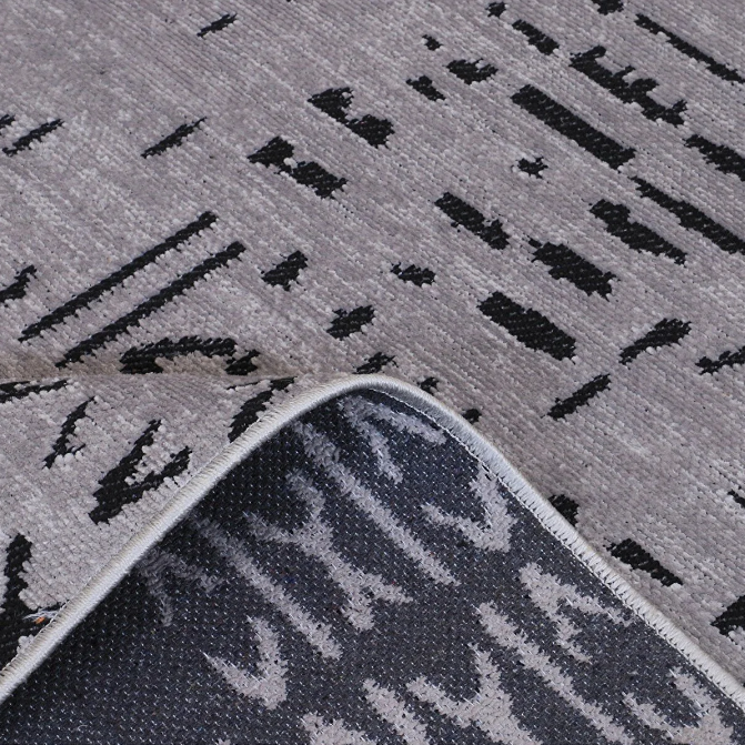 İSKANDİNAV DESEN MODERN GRİ ŞÖNİL KİLİM