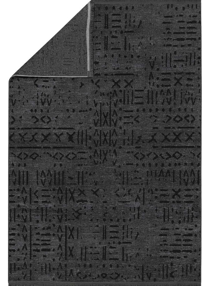 İSKANDİNAV DESEN YIKANABİLİR ANTRASİT ŞÖNİL KİLİM