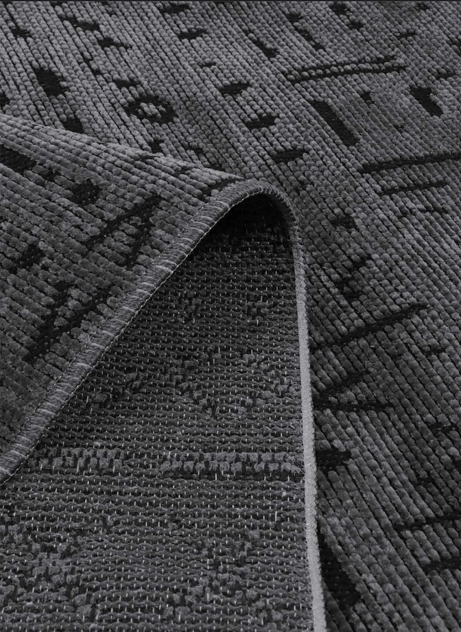 İSKANDİNAV DESEN YIKANABİLİR ANTRASİT ŞÖNİL KİLİM