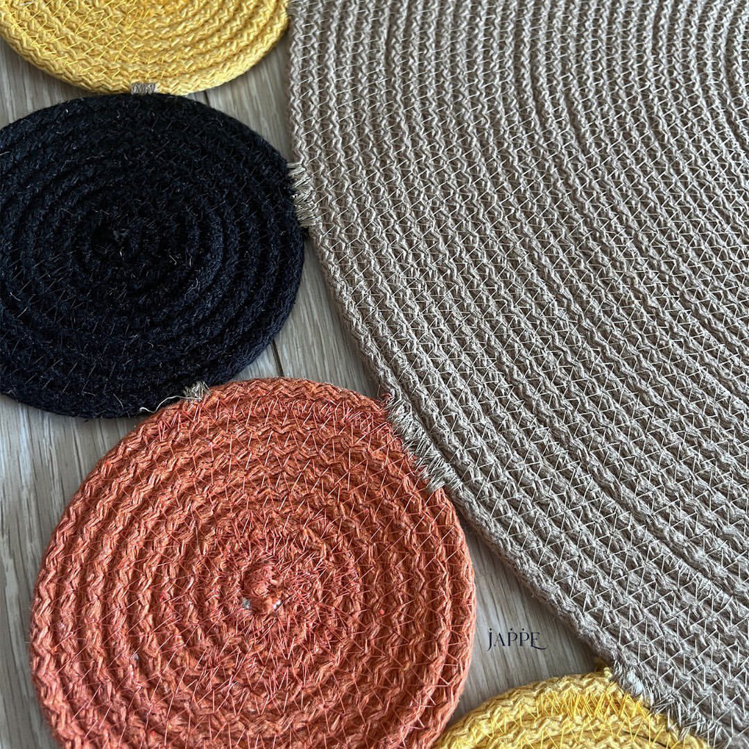 Natural Sisal Renkli Papatya Modern Jüt Hasır Kilim RGD009