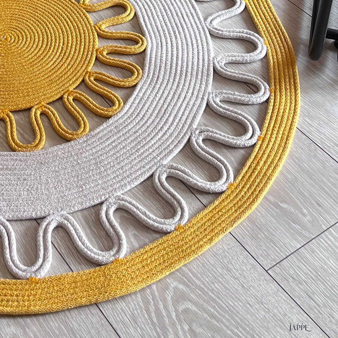 DELHİ JÜT SİSAL SARI KIVRIMLI DEKORATİF MODERN HASIR KİLİM RGD0012