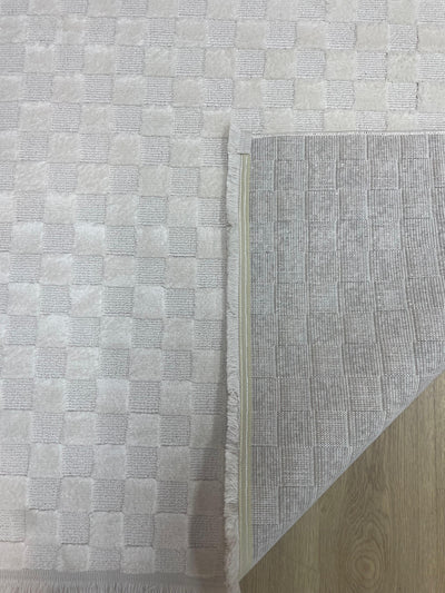 TRENDO 004 BEYAZ KARE DESENLİ DEKORATİF HALI✂️