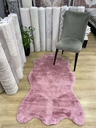 Rugland Puffy Yumuşak Dokulu Tavşan Postu Pembe