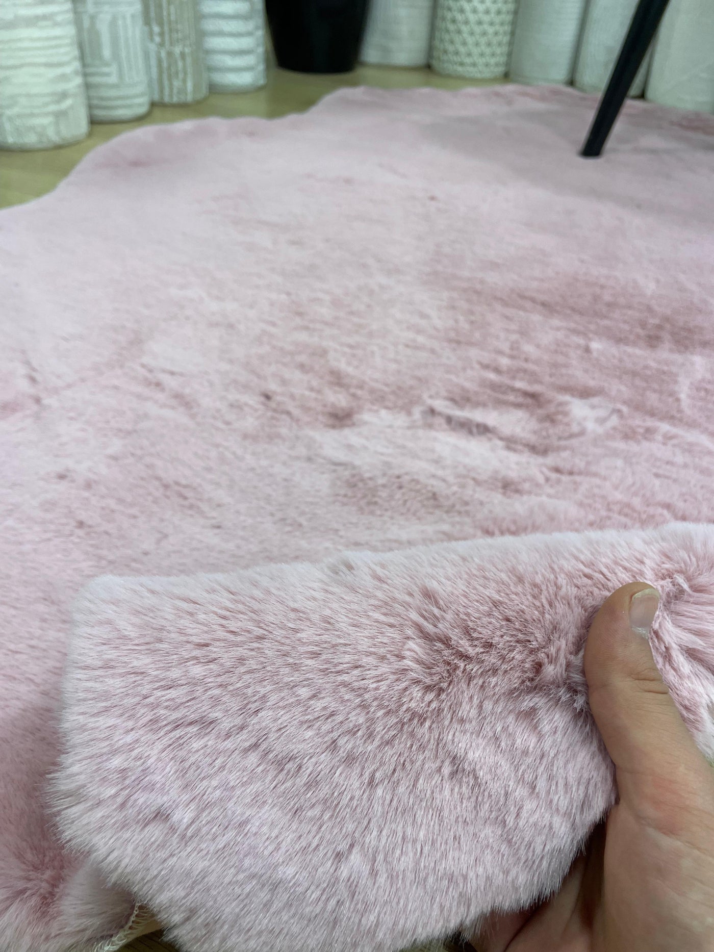 Rugland Puffy Yumuşak Dokulu Tavşan Postu Pembe