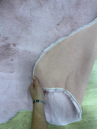 Rugland Puffy Yumuşak Dokulu Tavşan Postu Pembe