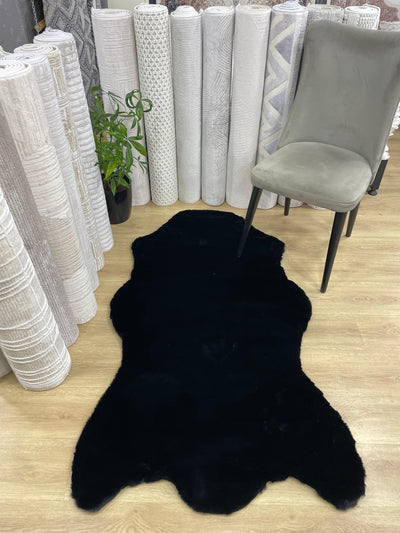 Rugland Puffy Yumuşak Dokulu Tavşan Postu Siyah
