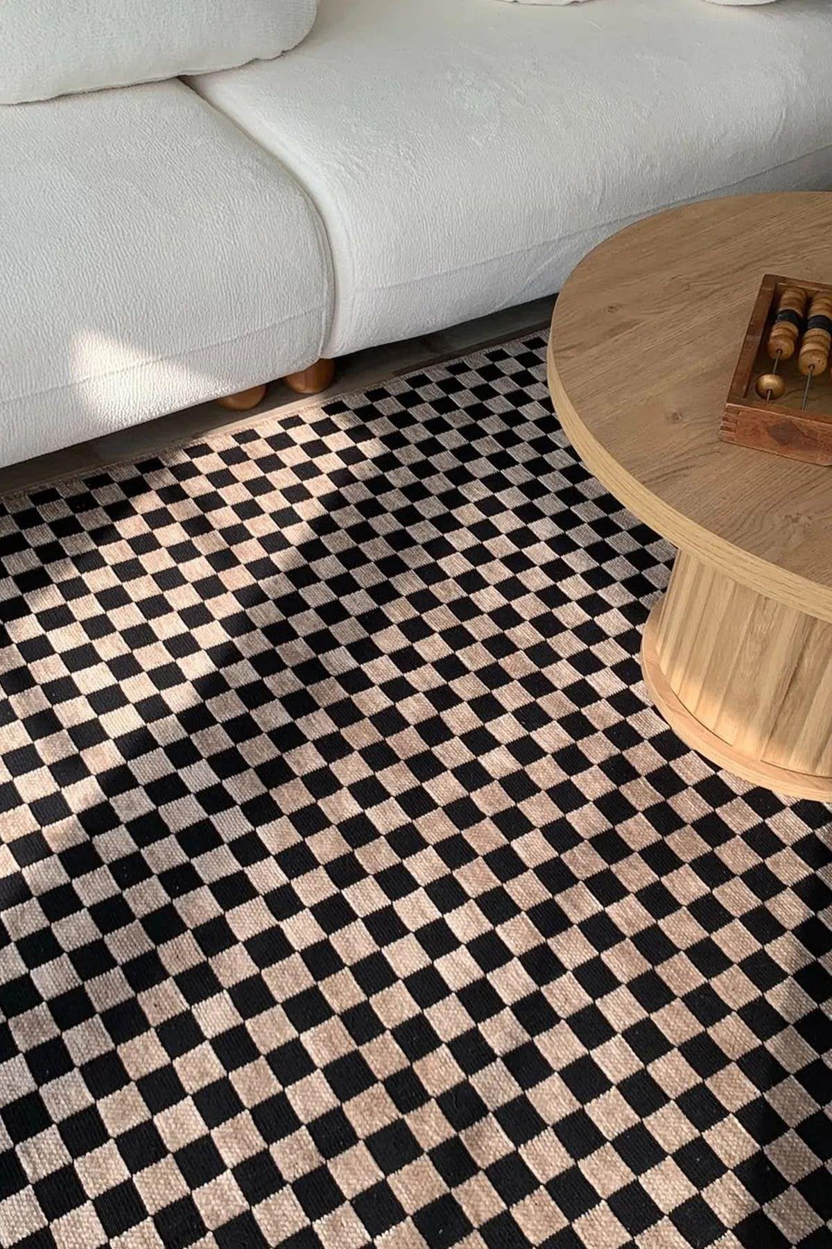 DAMA DESEN YIKANABİLİR KAHVE ŞÖNİL KİLİM