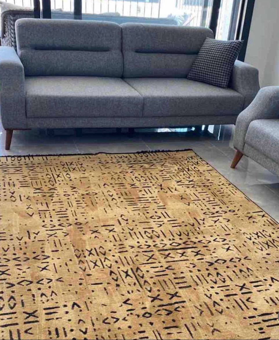 İSKANDİNAV DESEN MODERN HARDAL ŞÖNİL KİLİM