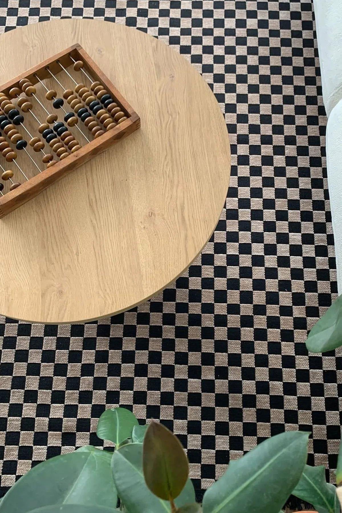 DAMA DESEN YIKANABİLİR KAHVE ŞÖNİL KİLİM