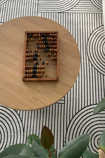 BOHEM DESEN YIKANABİLİR BEYAZ ŞÖNİL KİLİM