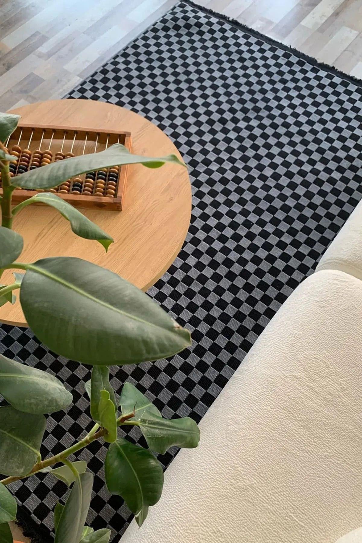 DAMA DESEN YIKANABİLİR ANTRASİT ŞÖNİL KİLİM