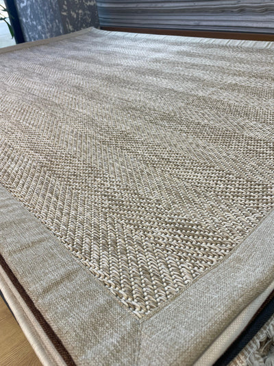 Rugland RL07 Balık Sırtı Desen Krem/Bej Bordür Sisal Halı