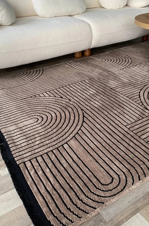 BOHEM DESEN YIKANABİLİR KAHVE ŞÖNİL KİLİM