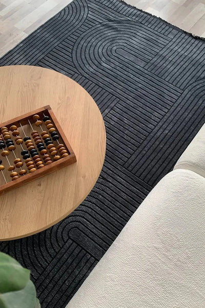 BOHEM DESEN YIKANABİLİR ANTRASİT ŞÖNİL KİLİM