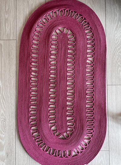 Sisal Fuşya S Detay Oval Modern Jüt Hasır Kilim RGD0014