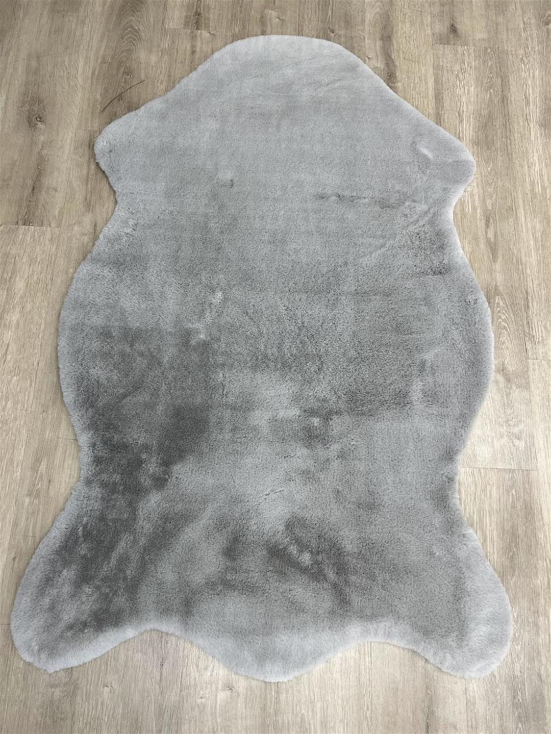 Rugland Puffy Yumuşak Dokulu Tavşan Postu Gri